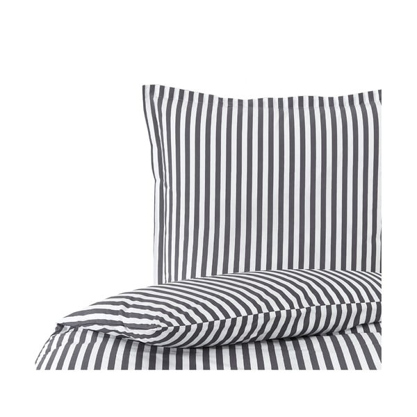 Szaro-biała pościel jednoosobowa z perkalu bawełnianego Westwing Collection Yuliya, 135x200 cm-image-2