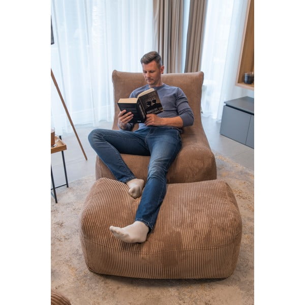 Niebieski sztruksowy worek do siedzenia Plus 100 Lounge – SLOWDOWN-image-1