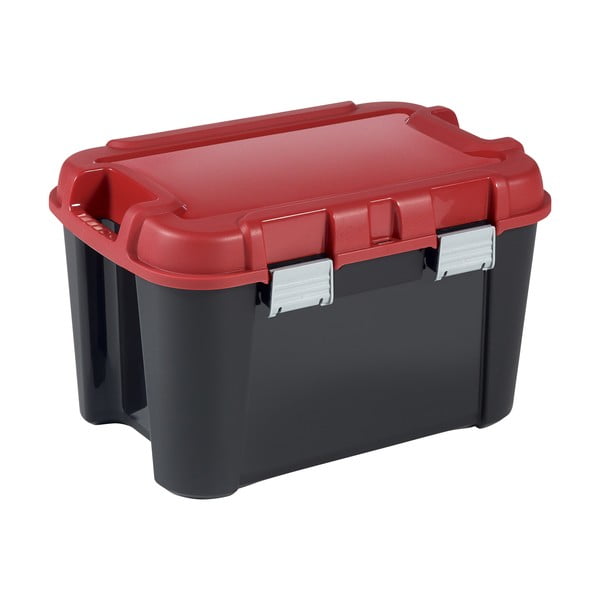 Czerwono-czarny plastikowy pojemnik z pokrywką 59x39,5x36 cm Totem – Curver