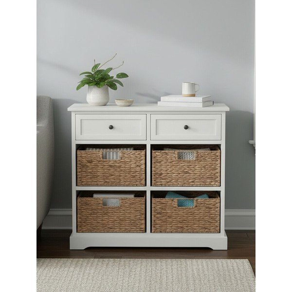 Komoda z litego drewna paulowni w kolorze kości słoniowej 76x70x33 cm Vermont – Premier Housewares-image-2