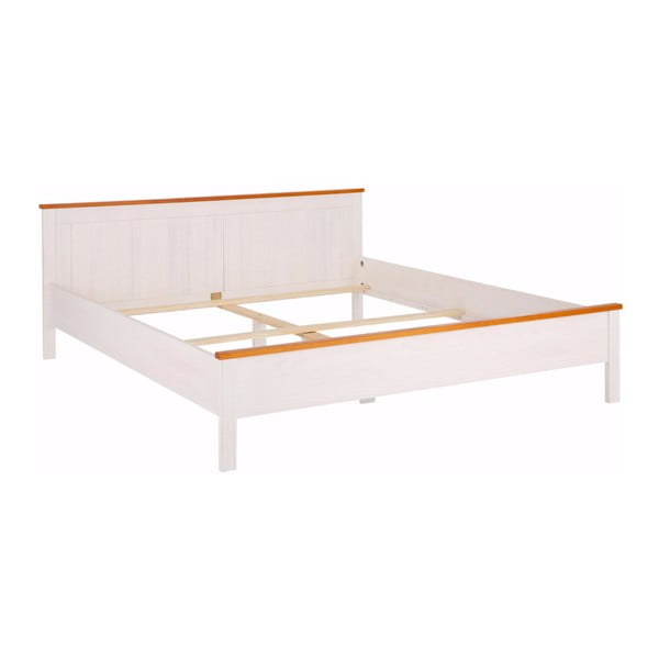 Białe łóżko dwuosobowe z drewna sosnowego Støraa Pauline, 180x200 cm