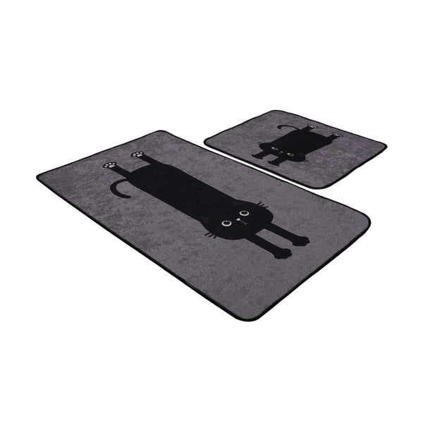 Czarno-szare dywaniki łazienkowe zestaw 2 szt. 60x100 cm Comfort – Foutastic-image-3