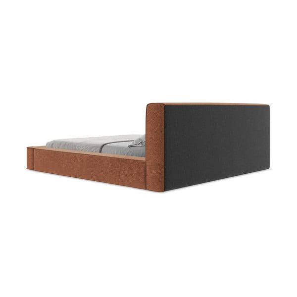 Tapicerowane łóżko dwuosobowe w kolorze ze schowkiem i stelażem 160x200 cm Noho – Makamii-image-2