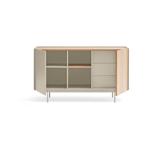 Beżowo-naturalna niska komoda w dekorze dębu 130x78 cm Otto – Teulat-image-3