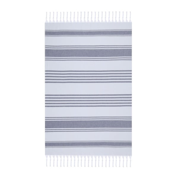 Biało-niebieski ręcznik plażowy Fouta, 170x100 cm