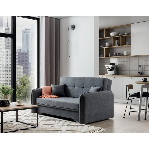 Szara rozkładana/ze schowkiem sofa z tkaniny szenilowej 155 cm Laine – ELTAP-image-3