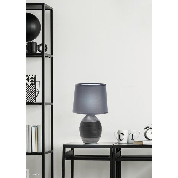 Ciemnoszara lampa stołowa z tekstylnym kloszem (wys. 35 cm) Ambon – Candellux Lighting-image-1