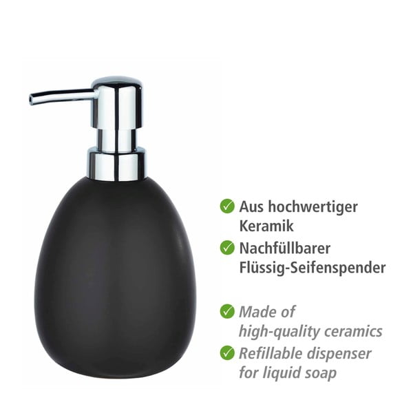 Matowy czarny ceramiczny dozownik do mydła Wenko Polaris-image-4