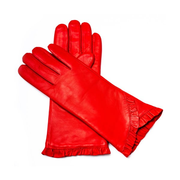 Damskie czerwone rękawiczki skórzane Pride & Dignity London, rozmiar 7,5