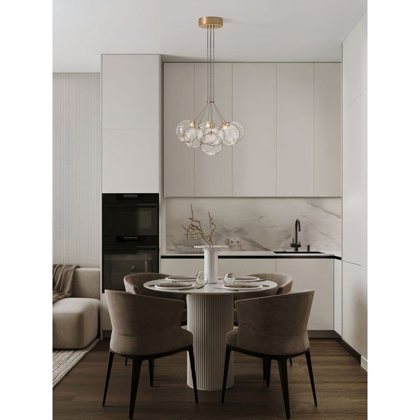 Szklana lampa wisząca LED ze ściemniaczem w kolorze mosiądzu ø 42 cm Blazik – Nova Luce-image-4