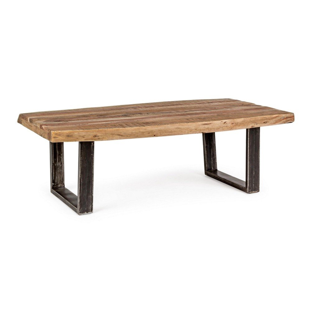 Czarno-naturalny stolik z blatem z drewna akacjowego 70x120 cm Elmer – Bizzotto