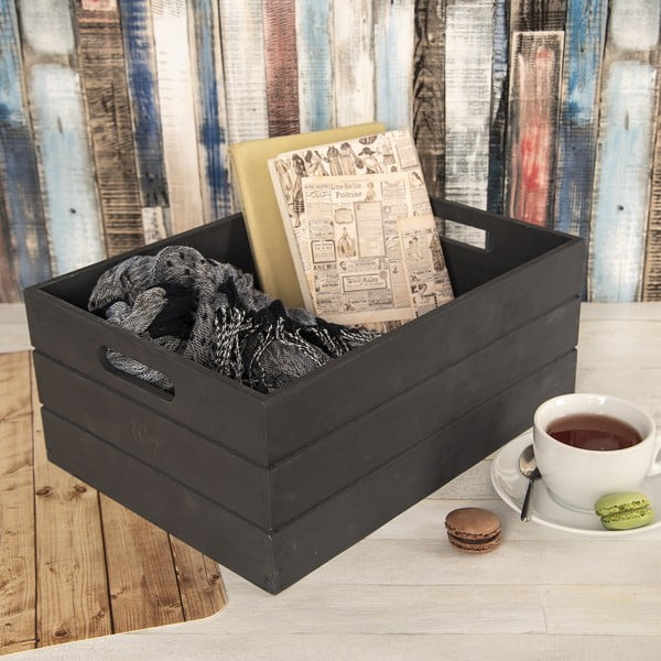 Antracytowy drewniany pojemnik 36x26x15 cm – Orion-image-1
