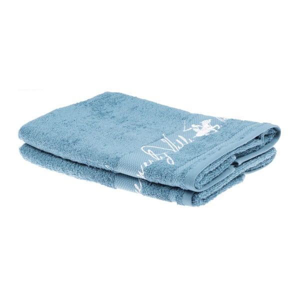 Zestaw 2 niebieskich ręczników Beverly Hills Polo Club Tommy Yazi, 50x100 cm