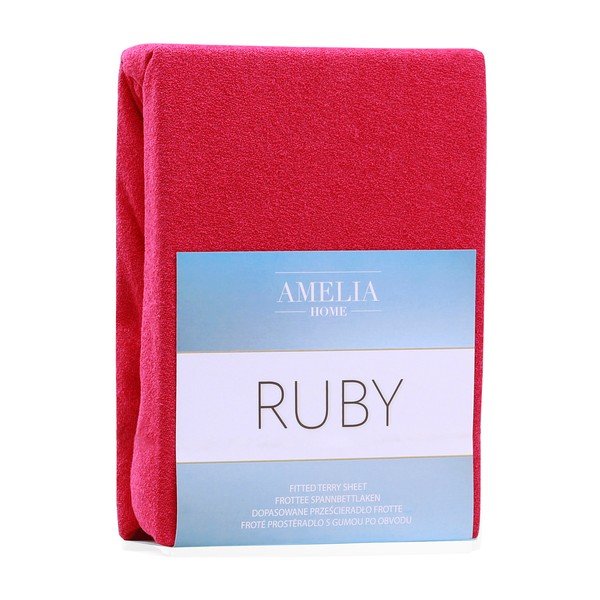 Bordowe prześcieradło elastyczne z dużym dodatkiem bawełny AmeliaHome Ruby, 200x140-160 cm-image-1