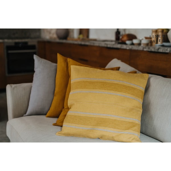 Lniana poszewka na poduszkę 40x40 cm Amber Bronze Stripes – Linen Tales-image-4