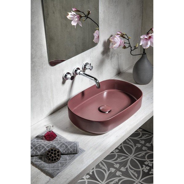 Bordowa umywalka ceramiczna Sapho Infinity Oval, 55x36 cm-image-2