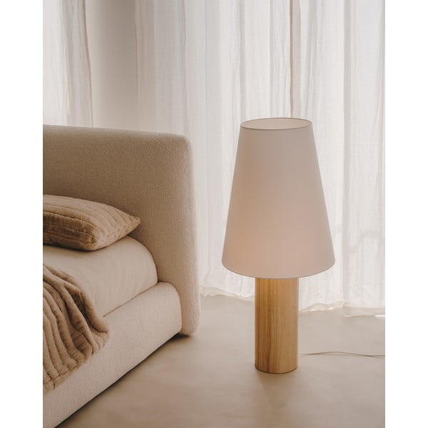 Biało-naturalna lampa stojąca z tekstylnym kloszem (wys. 110 cm) Marga – Kave Home-image-1