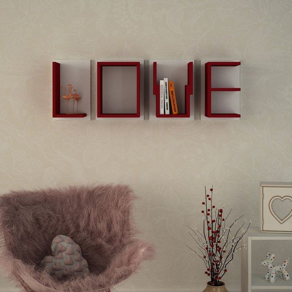 Zestaw 4 półek Homitis Love Claret Red-image-1