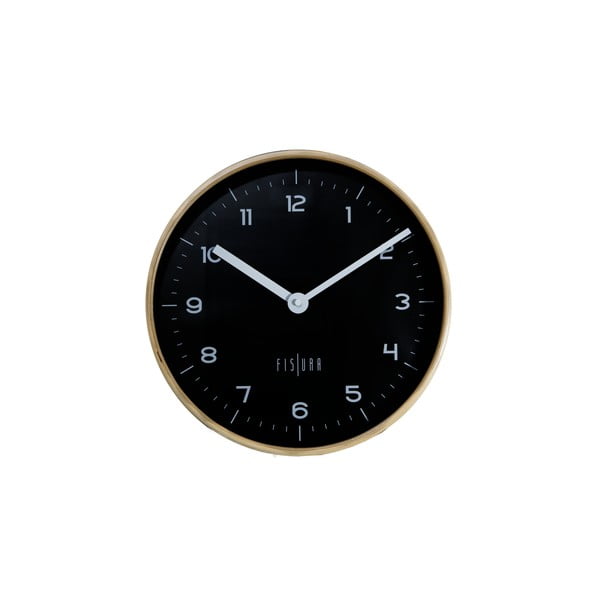 Czarny zegar ścienny Fisura Reloj Pared Woody Negro, ⌀ 30 cm