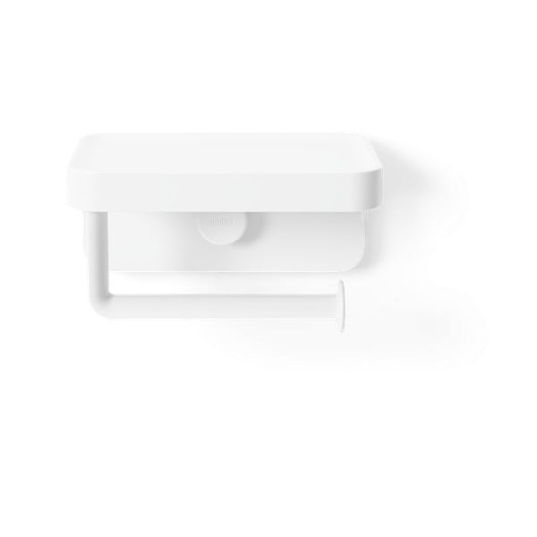 Biały samoprzylepny uchwyt na papier toaletowy z plastiku z recyklingu Flex Adhesive – Umbra