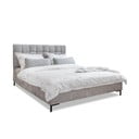 Jasnoszare tapicerowane łóżko dwuosobowe ze stelażem 160x200 cm Eve – Miuform