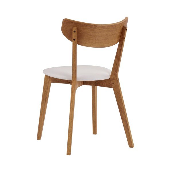 Brązowe dębowe krzesło do jadalni z białym siedziskiem Rowico Ami-image-3