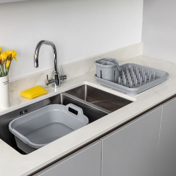 Szary ociekacz na sztućce z tworzywa z recyklingu Addis Eco Range-image-4