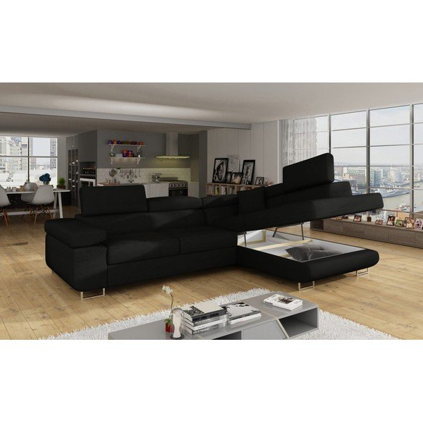 Czarny rozkładany/ze schowkiem narożnik (prawostronny/w kształcie litery L) Anton – ELTAP-image-4