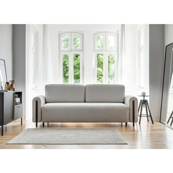 Jasnoszara rozkładana/ze schowkiem sofa z materiału bouclé 244 cm Arcadova – ELTAP-image-1