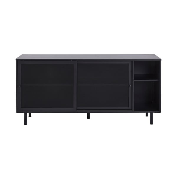 Czarna metalowa komoda z drzwiami przesuwnymi 160x75x46 cm Veep – Unique Furniture