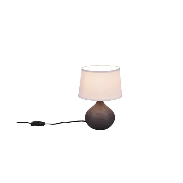 Ciemnobrązowa lampa stołowa z ceramiki i tkaniny Reality Martin, wys. 29 cm-image-3
