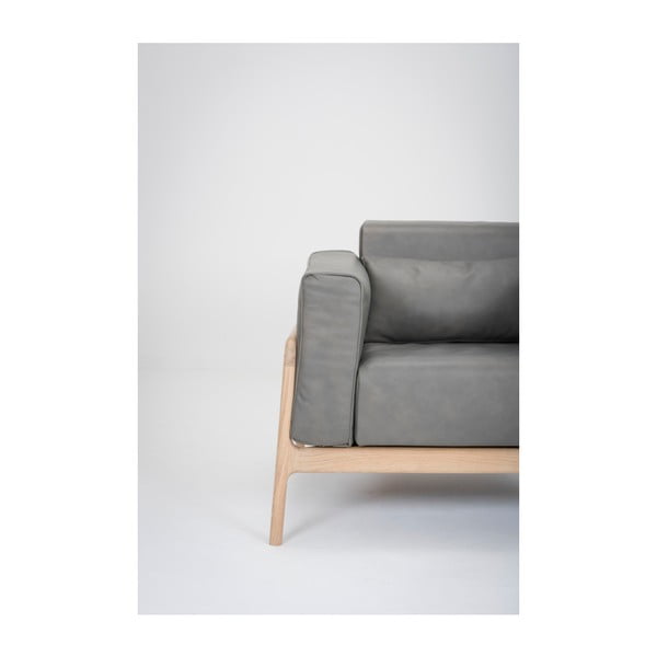 Ciemnoszary fotel z konstrukcją z litego drewna dębowego Gazzda Fawn-image-2