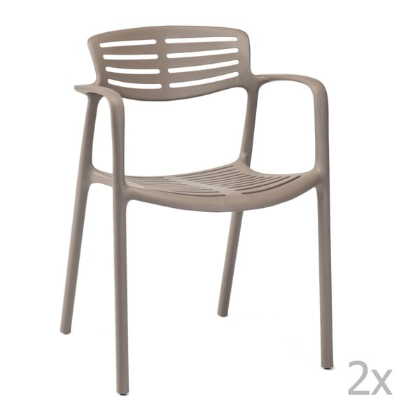 Zestaw 4 brązowych krzeseł ogrodowych z podłokietnikami Resol Toledo Aire