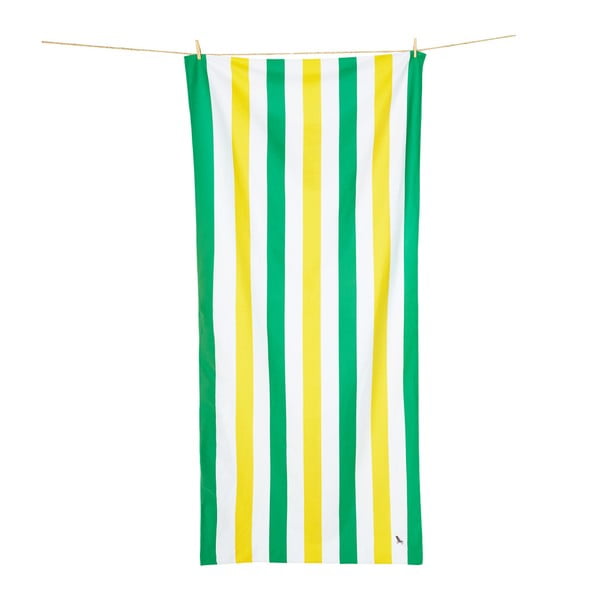 Ręcznik szybkoschnący w żółto-zielone pasy Dock and Bay, 160x80 cm