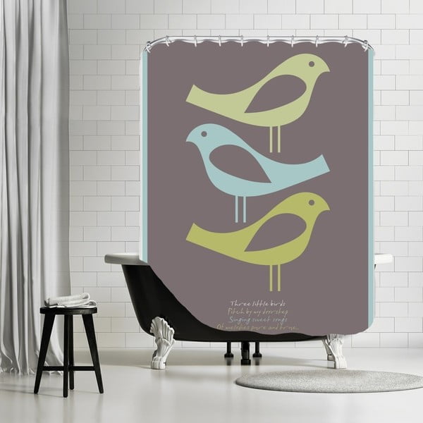 Zasłona prysznicowa Three Little Birds Brown, 180x180 cm