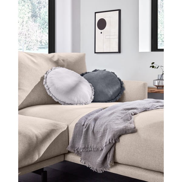 Szara poszewka na poduszkę Kave Home Clarice, ø 45 cm-image-3