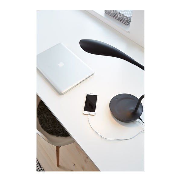 Czarna lampa stołowa z portem USB Markslöjd Swan-image-1