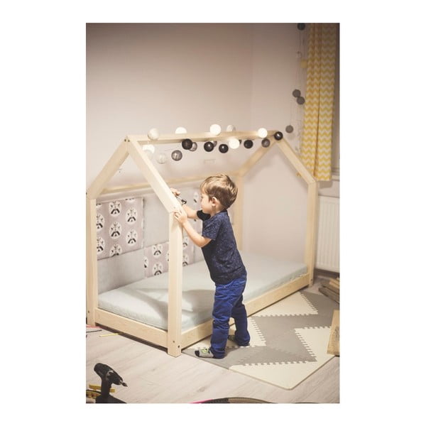 Drewniane łóżko dziecięce w kształcie domku TERY 80x160 cm-image-2