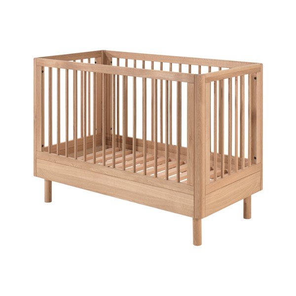 Łóżeczko z litego drewna dębowego z regulowaną wysokością 60x120 cm w naturalnym kolorze Forrest – Vipack-image-2