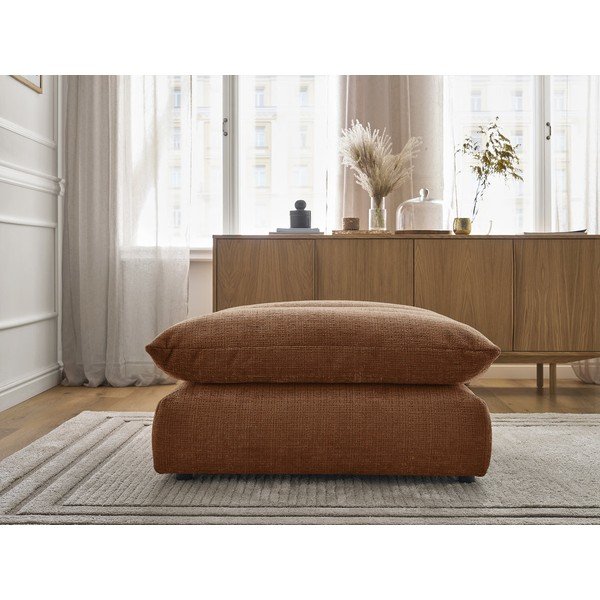 Pomarańczowy podnóżek z tkaniny szenilowej Neil – Bobochic Paris-image-4