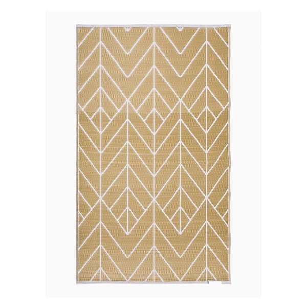 Beżowy dwustronny dywan na zewnątrz z tworzywa sztucznego z recyklingu z detalami w kolorze złota Fab Hab Sydney, 150x240 cm-image-1