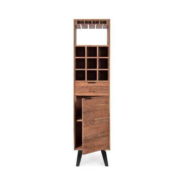 Szafka na wino z litego drewna akacjowego w naturalnym kolorze 45x180x40 cm Isar – Bizzotto-image-1