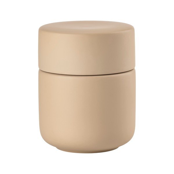 Beżowy kamionkowy organizer łazienkowy na waciki Ume – Zone