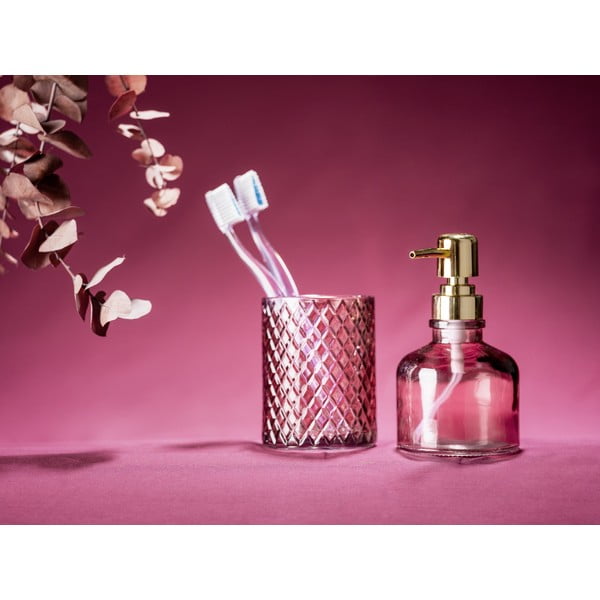 Ciemnoróżowy szklany kubek na szczoteczki do zębów Atessa – Wenko-image-4