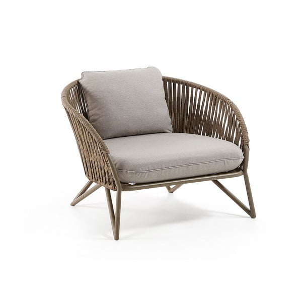 Jasnoszaro-brązowy metalowy fotel ogrodowy Branzie – Kave Home