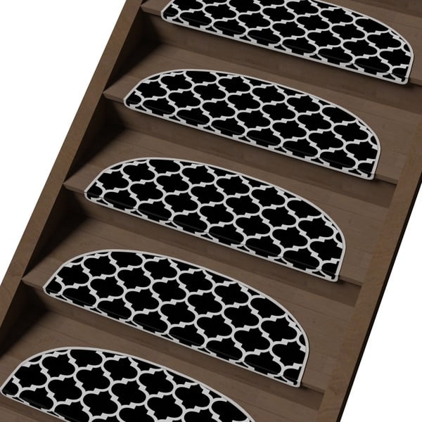 Czarno-białe dywaniki na schody zestaw 16 szt. 20x65 cm Madalyon – Vitaus-image-1