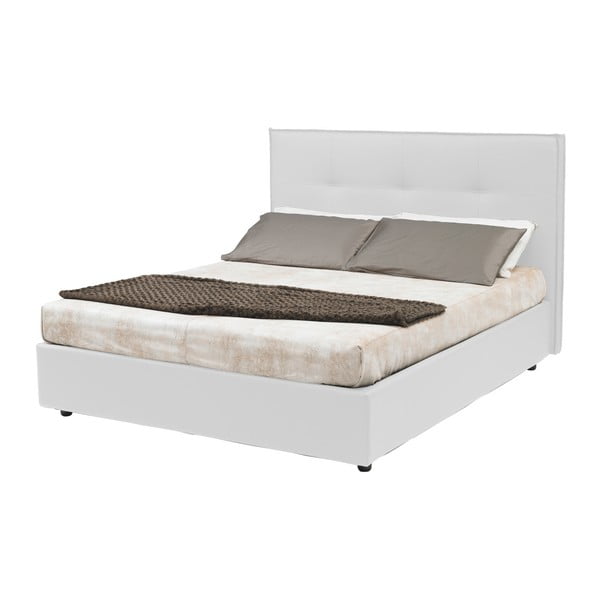 Białe łóżko dwusobowe ze schowkiem 13Casa Zeus, 160x190 cm