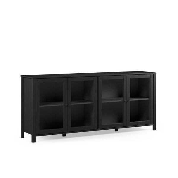 Czarna witryna z litego drewna sosnowego 186x80x40 cm Alessandra – Marckeric
