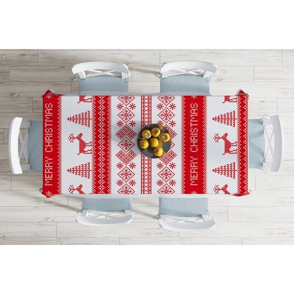 Świąteczny obrus z domieszką bawełny Minimalist Cushion Covers Nordic Knit, 140x180 cm-image-1