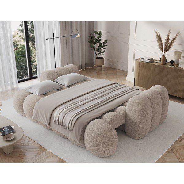 Beżowa rozkładana sofa z materiału bouclé 256 cm Cotonn – ELTAP-image-3